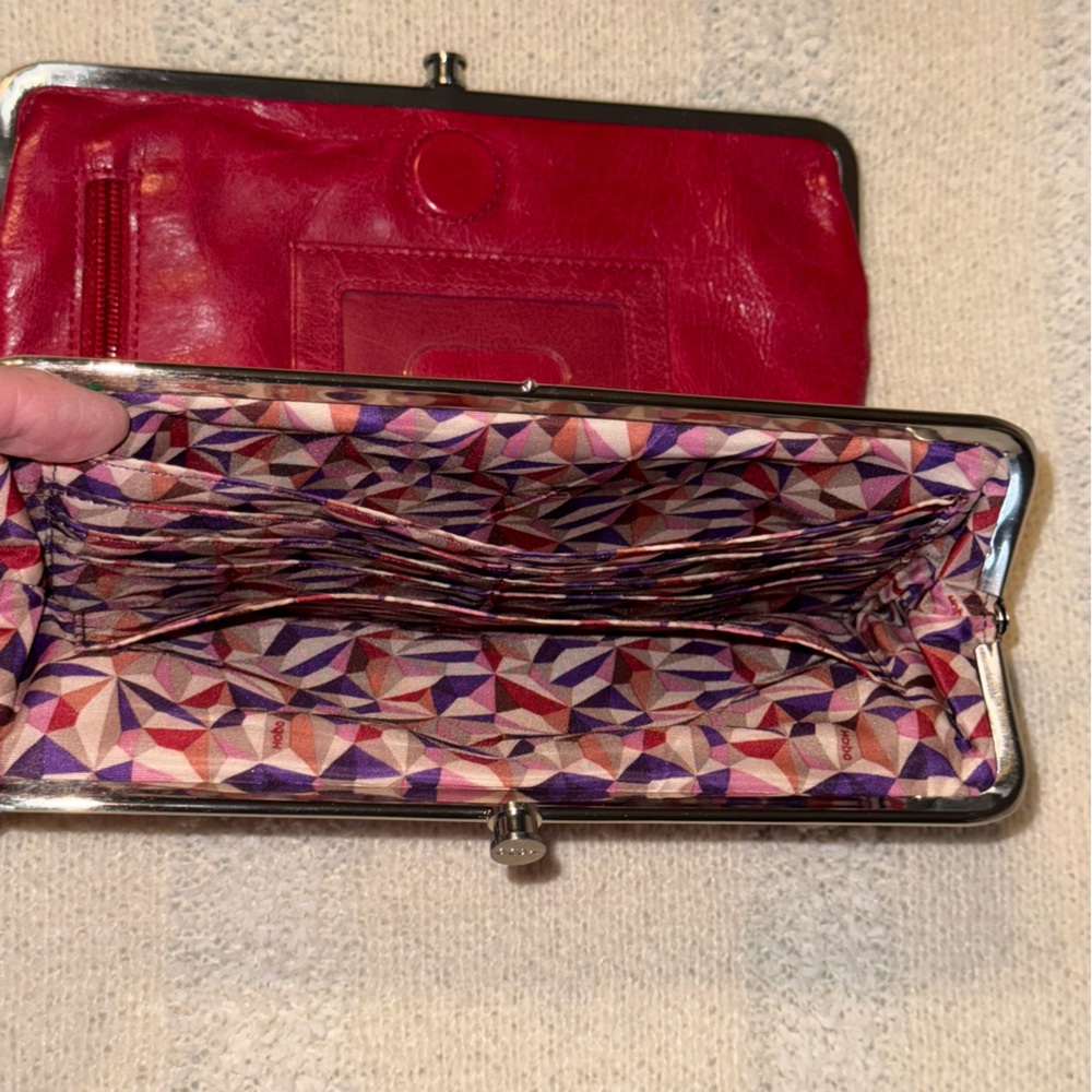 New HOBO International Lauren Double Frame Red Leather Wristlet Clutch - Picture 8 of 8